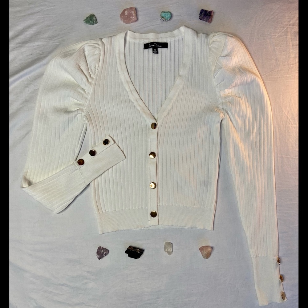 Love Tree - White Long Sleeve Knit Blouse